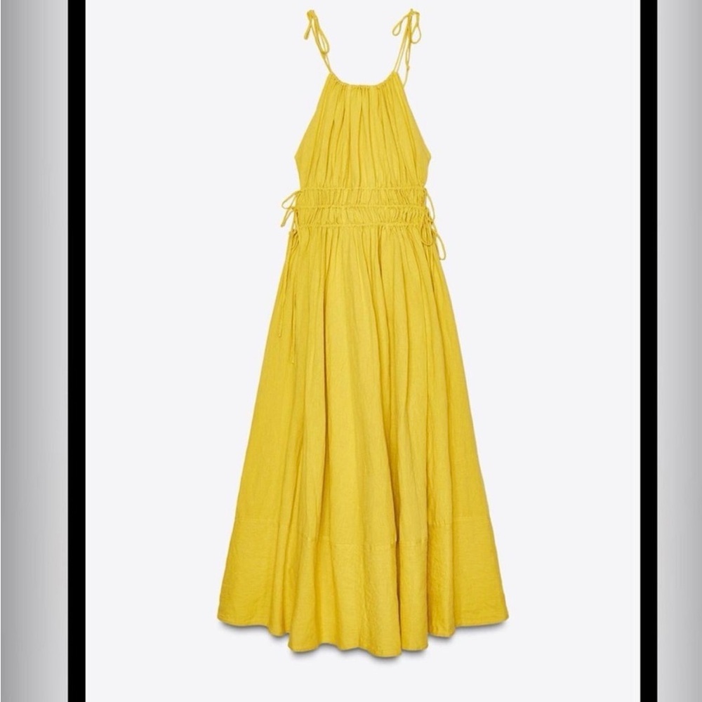 🔥🔥zara yellow zw collection linen dress - Picture 4 of 5